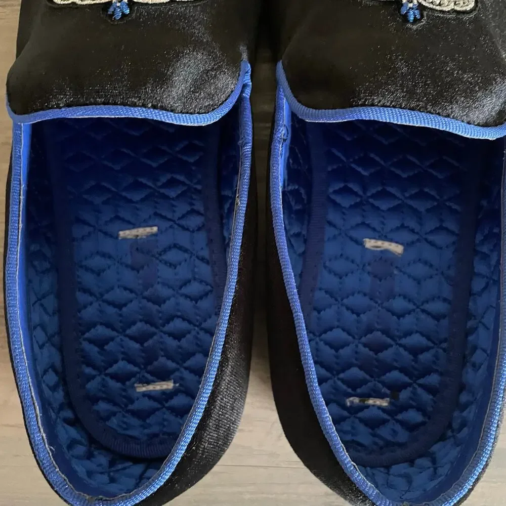 Steve Madden P-Flavio Crown Velvet Loafers Men’s 11 Black Blue Smoking Slipper